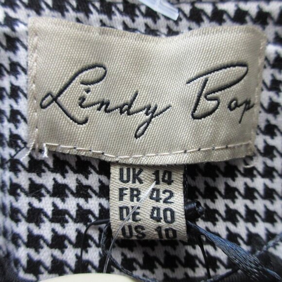 Lindy Bop Houndstooth Dress Bolero Set 14 Black Classic Retro Racabilly Pin 748 - Picture 5 of 16